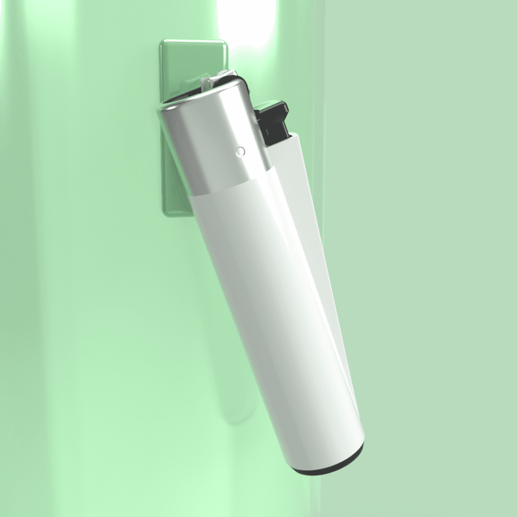 Black Maglet with lighter attached, front view.