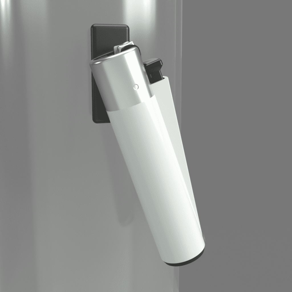 Black Maglet with lighter attached, front view.